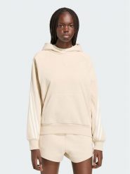 Adidas Bluza 3-Stripes KV9930 Beżowy jasny Loose Fit. Brązowe bluzy damskie Adidas, xs, bez wzorów, z bawełny, bez ramiączek, bez kaptura. Za 298.99 zł.