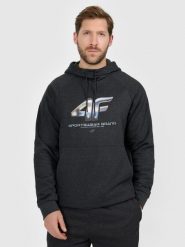 4F Bluza dresowa nierozpinana z kapturem męska - szara S. Szare bluzy męskie 4F, m, bez wzorów, z dresówki, klasyczne, bez ramiączek, z kapturem. Za 189.99 zł.