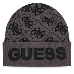 Czapka Guess. Czarne czapki damskie Guess, na zimę, z aplikacjami. Za 154.99 zł.