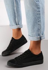 Czarne Trampki Theophelaia. Czarne trampki i tenisówki damskie Renee, z aplikacjami, z jeansu, przed kostkę, bez zapięcia. Za 44.99 zł.