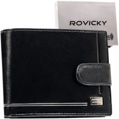 Portfel męski Rovicky CPR-06L-NBAR czarny. Czarne portfele męskie ROVICKY, bez wzorów, ze skóry. Za 64.99 zł.