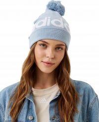 CZAPKA ZIMOWA ADIDAS OCIEPLANA POMPON NIEBIESKA UNISEX ZIMA IM0507. Niebieskie czapki damskie Adidas, na zimę, bez wzorów. Za 68.99 zł.