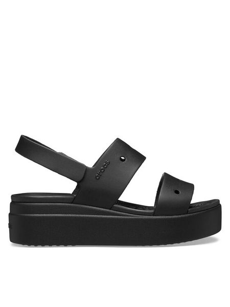 Crocs Sandały Brooklyn 4U 210676 Czarny. Czarne sandały damskie Crocs, bez wzorów, z tworzywa sztucznego, bez obcasa, na płaskiej podeszwie, bez zapięcia. Za 188.99 zł.