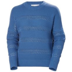 Damski sweter pointelle Helly Hansen Pier. Niebieskie swetry nierozpinane damskie Helly Hansen, bez wzorów, ze splotem, sportowe, bez kołnierzyka, bez ramiączek. Za 553.00 zł.
