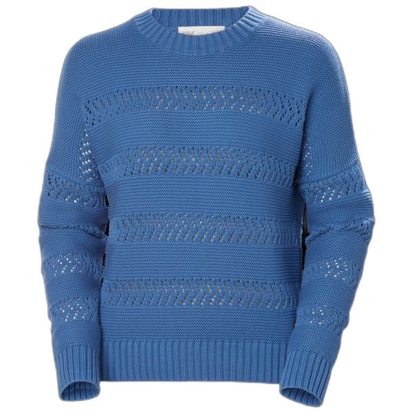 Damski sweter pointelle Helly Hansen Pier. Niebieskie swetry nierozpinane damskie Helly Hansen, bez wzorów, ze splotem, sportowe, bez kołnierzyka, bez ramiączek. Za 553.00 zł.