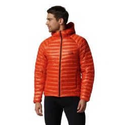 Kurtka z kapturem Mountain Hardwear Ghost Whisperer™. Czerwone kurtki męskie MOUNTAIN HARDWEAR, bez wzorów, z puchu, sportowe, z kapturem. Za 1,852.50 zł.