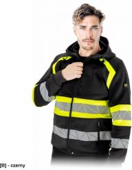 LH-RAUTEX-DS - męska bluza ochronna ostrzegawcza z kapturem pasy odblaskowe zapinana na zamek ściągacze dwie kieszenie fason regular bawełna poliester. Brązowe bluzy męskie Reis, m, bez wzorów, z bawełny, bez ramiączek, z kapturem. Za 209.20 zł.