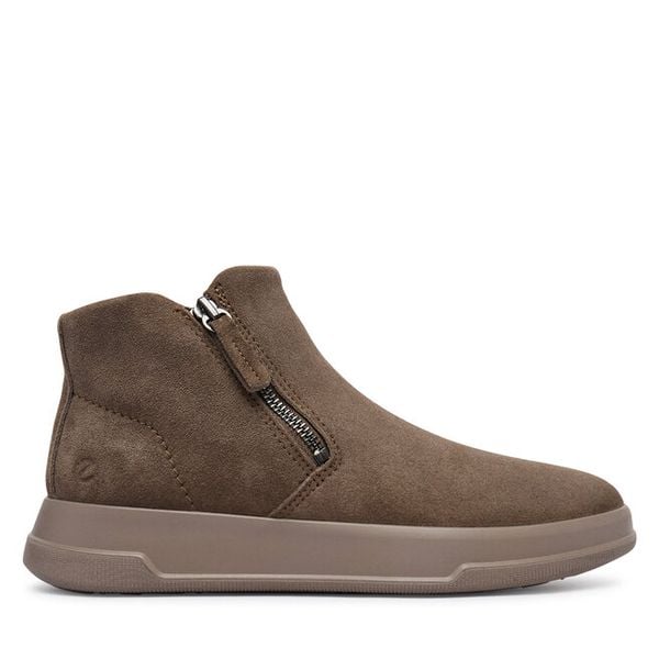 Botki ECCO. Brązowe botki damskie ecco, bez wzorów, bez obcasa, na płaskiej podeszwie, bez zapięcia. Za 579.99 zł.