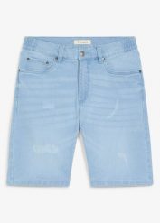 Bermudy jeansowe z elastyczną wstawką w talii, regular fit. Niebieskie jeansy męskie bonprix, z jeansu. Za 112.99 zł.