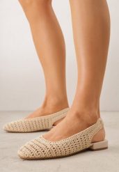 Beżowe Szydełkowe Balerinki VICES z Odkrytą Piętą Jilryss. Brązowe balerinki damskie Born2be, bez wzorów, boho, bez obcasa, bez zapięcia. Za 99.99 zł.