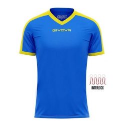 Koszulka piłkarska dla dorosłych Givova Revolution Interlock. Niebieskie bluzki damskie Givova, xl, bez wzorów, sportowe, bez kołnierzyka, bez ramiączek. Za 122.99 zł.