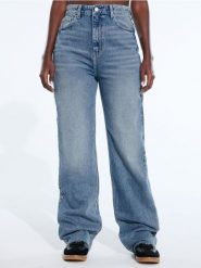 Jeansy wide leg - niebieski. Niebieskie jeansy damskie Sinsay, bez wzorów, z bawełny, z podwyższonym stanem, długie. Za 55.99 zł.