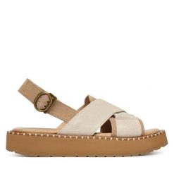 Sandały EMU Australia. Białe sandały damskie Emu Australia, bez wzorów, bez obcasa, na płaskiej podeszwie, bez zapięcia. Za 428.99 zł.