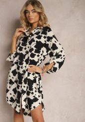 Biało-Czarna Sukienka o Koszulowym Fasonie Midi Iridesse. Białe sukienki damskie Renee, na lato, plus size, bez wzorów, bez kołnierzyka, plus size, bez ramiączek, midi, koszulowe. Za 89.99 zł.