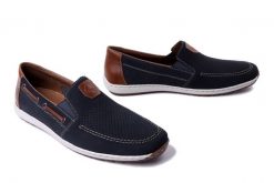 RIEKER 08866-15 blue, półbuty męskie. Niebieskie półbuty męskie Rieker, na lato, bez wzorów, bez obcasa, bez zapięcia. Za 230.93 zł.