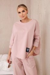 Komplet new punto bluza + spodnie ciemno różowy. Czerwone bluzy damskie KESI, l, bez wzorów, z bawełny, biznesowe, bez ramiączek, bez kaptura. Za 347.13 zł.