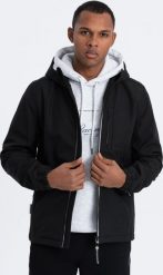 Ombre Męska kurtka SOFTSHELL z polarowym środkiem - czarny V2 OM-JANP-0137 L. Czarne kurtki męskie Ombre, l, bez wzorów, z polaru, bez kaptura. Za 129.99 zł.