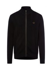 Fred Perry Męski kardigan Mężczyźni Bawełna czarny jednolity, XL. Czarne swetry męskie Fred Perry, m, bez wzorów, z bawełny, klasyczne, bez kołnierzyka, bez ramiączek. Za 999.95 zł.