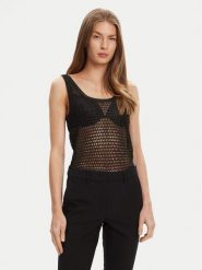 Guess Top W5YR29 Z37G0 Czarny Regular Fit. Czarne topy damskie Guess, l, z aplikacjami, z syntetyku, bez kołnierzyka, bez ramiączek. Za 219.99 zł.