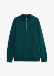Bluza ze stójką z czystej bawełny organicznej. Czarne bluzy męskie bonprix, m, bez wzorów, z bawełny, bez ramiączek, bez kaptura. Za 109.99 zł.