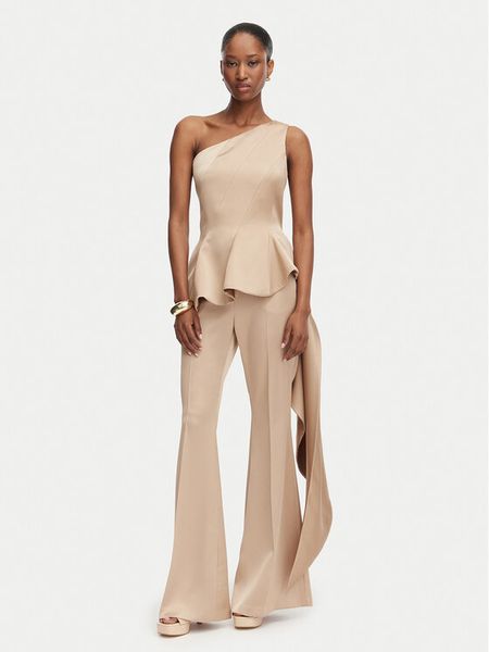 Babylon Top S00356 Beżowy Regular Fit. Brązowe bluzki damskie Babylon, s, bez wzorów, z poliamidu, bez kołnierzyka, bez ramiączek. Za 878.99 zł.