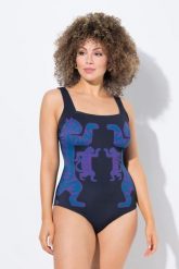 Damski Strój kąpielowy tygrys miękkie miseczeki z recyklingu. Czarne stroje kąpielowe damskie Ulla Popken, plus size, bez wzorów, z elastanu. Za 191.99 zł.