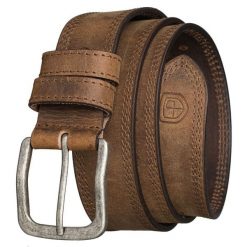 Jasnobrązowy, skórzany pasek męski z klasyczną, srebrną klamrą Peterson PTN LTE-2521-TAN. Szare paski męskie Peterson, klasyczne. Za 59.99 zł.