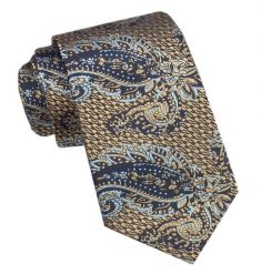 Elegancki Męski Krawat - Alties - Złoty w Duży Wzór. Żółte krawaty i muchy Alties, bez wzorów, z tkaniny, eleganckie. Za 49.00 zł.