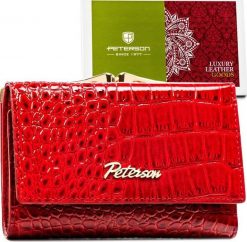 Peterson Skórzany damski portfel w modnym czerwonym kolorze z retro biglem - Peterson NoSize. Czerwone portfele damskie Peterson. Za 124.96 zł.