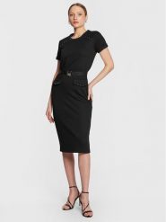 Liu Jo Sport Sukienka dzianinowa TA3032 JS178 Czarny Regular Fit. Czarne sukienki damskie Liu Jo Sport, xs, bez wzorów, z dzianiny, sportowe, bez kołnierzyka, bez ramiączek, sportowe. Za 539.99 zł.