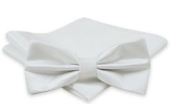 Męska Mucha z Poszetką Alties - Biała. Białe krawaty i muchy Alties, bez wzorów, eleganckie. Za 54.00 zł.