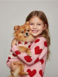 Walentynkowy sweter dla psa w serca - kremowy. Białe swetry męskie Sinsay, bez wzorów, bez kołnierzyka, bez ramiączek. Za 25.99 zł.