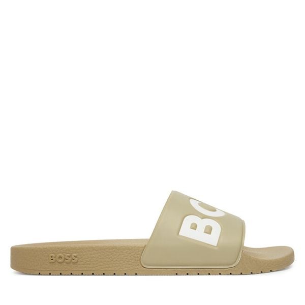 Klapki BOSS. Zielone klapki męskie Boss, bez wzorów, bez zapięcia. Za 206.99 zł.