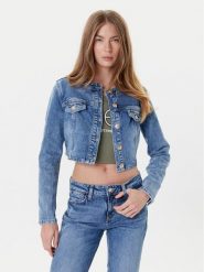 Guess Kurtka jeansowa W5YN53 D5QP2 Niebieski Regular Fit. Niebieskie kurtki damskie Guess, s, z aplikacjami, z bawełny, bez kaptura. Za 399.99 zł.