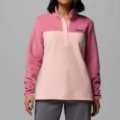 Bluza Columbia Benton Springs 1/2 Snap P Różowa. Czerwone bluzy damskie Columbia, xl, bez wzorów, bez ramiączek, bez kaptura. Za 203.45 zł.