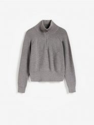 Sweter z zapięciem na zamek - szary. Szare swetry nierozpinane damskie Reserved, l, bez wzorów, z dzianiny, bez kołnierzyka, bez ramiączek. Za 129.99 zł.