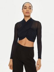 Bardot Bluzka 55001TB2 Granatowy Slim Fit. Niebieskie bluzki damskie Bardot, s, bez wzorów, z syntetyku, bez kołnierzyka, bez ramiączek. Za 169.99 zł.