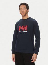 Helly Hansen Bluza Logo Crew 30395 Granatowy Regular Fit. Niebieskie bluzy męskie Helly Hansen, m, bez wzorów, z bawełny, bez ramiączek, bez kaptura. Za 249.99 zł.