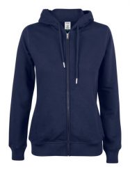 Clique Premium OC Hoody Full Zip Women - Bluza z kapturem z bawełny organicznej. Niebieskie bluzy damskie CLIQUE, xl, bez wzorów, z bawełny, bez ramiączek, z kapturem. Za 295.41 zł.