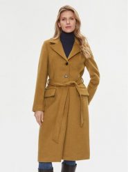 Bruuns Bazaar Płaszcz wełniany Catarina BBW2508 Brązowy Regular Fit. Brązowe płaszcze damskie Bruuns Bazaar, na zimę, bez wzorów, z wełny, bez kołnierzyka, bez kaptura. Za 1,239.00 zł.