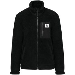Kurtka Sherpa z polarem – klasyczny krój, z recyklingu (XL, czarna). Czarne kurtki sportowe damskie SURF MONKEY, m, bez wzorów, z materiału, bez ramiączek, bez kaptura, narciarskie. Za 559.00 zł.