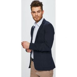 Trussardi Jeans - Marynarka. Niebieskie garnitury męskie TRUSSARDI JEANS, bez wzorów, z bawełny, casualowe, bez kołnierzyka, bez ramiączek. W wyprzedaży za 579.90 zł.