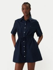 Tommy Jeans Sukienka koszulowa DW0DW20617 Granatowy Regular Fit. Niebieskie sukienki damskie Tommy Jeans, xs, bez wzorów, z bawełny, bez kołnierzyka, bez ramiączek, koszulowe. Za 449.99 zł.