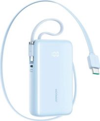 Joyroom JR-PR2L 10000 mAh 35W z wbudowanym zwijanym kablem USB-C Lightning niebieski. Niebieskie powerbanki . Za 139.90 zł.