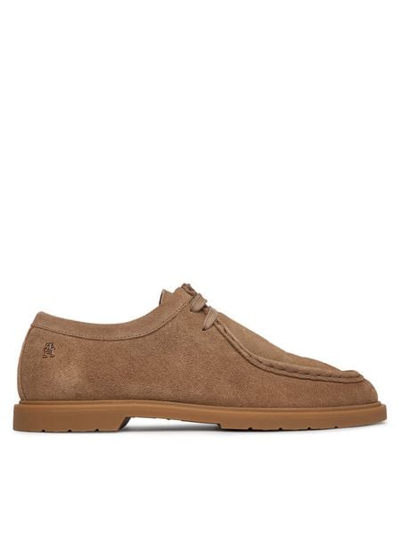 Tommy Hilfiger Półbuty Lightweight Suede Apron Toe FW0FW09262 Beżowy. Brązowe półbuty damskie Tommy Hilfiger, bez wzorów, ze skóry, bez obcasa, na płaskiej podeszwie, bez zapięcia. Za 649.99 zł.