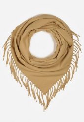 Beżowy Szalik w Kształcie Trójkąta z Frędzlami Vetifare. Brązowe szaliki damskie Renee, bez wzorów, z jeansu. Za 49.99 zł.