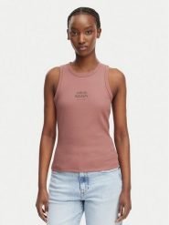 Calvin Klein Jeans Top LV047F239G Brązowy jasny Slim Fit. Brązowe topy damskie Calvin Klein Jeans, xl, bez wzorów, z bawełny, bez kołnierzyka, bez ramiączek. Za 209.99 zł.