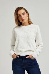 Bluza z okrągłym dekoltem biała. Białe bluzy damskie MOODO, l, bez wzorów, z elastanu, bez ramiączek, bez kaptura. W wyprzedaży za 59.98 zł.