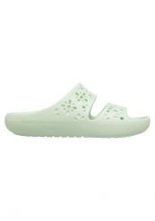 Klapki Dla Dorosłych Crocs Classic Floral Cut Out Sandal. Zielone klapki damskie Crocs, bez wzorów, z materiału, bez obcasa, bez zapięcia. Za 159.99 zł.