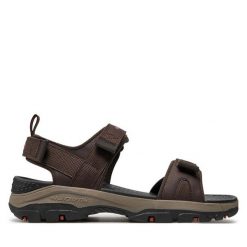 Sandały Skechers. Brązowe sandały męskie Skechers, bez wzorów, bez zapięcia. Za 189.99 zł.